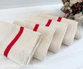 French Vintage Red-Striped Linen Kitchen Towels, c.1920s, Single/One Stripe, Large
