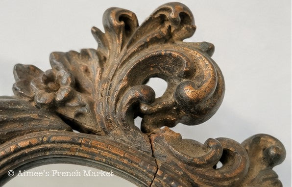 Antique French Louis XV Style Carved Wood Mirror – Possibly 18th Century, Carved Wood Rococo Vanity Mirror, French Boudoir Table Mirror