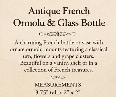Antique French Ormolu Perfume Bottle, French Boudoir Decor, c.1900
