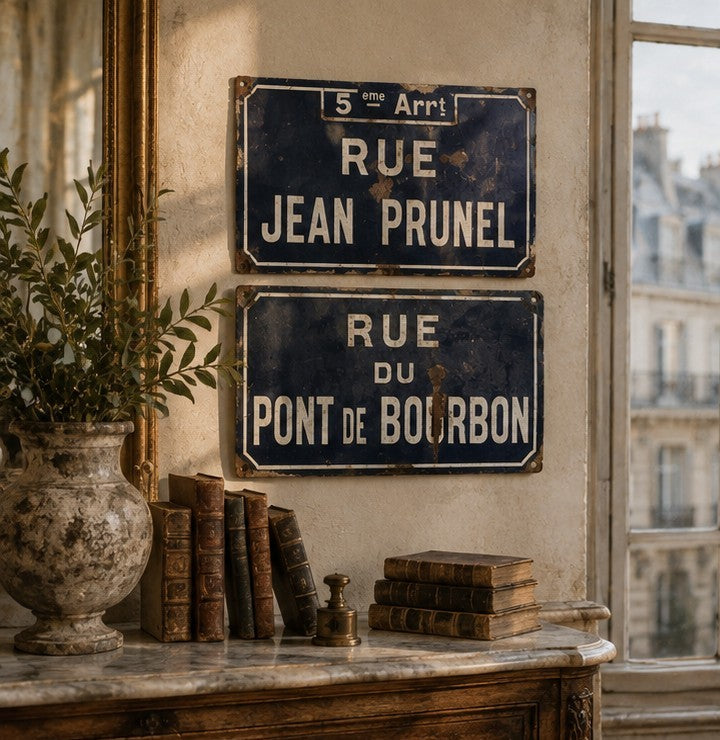 LARGE Authentic French Street Sign — Rue Jean Prunel, Marseille — 18″ × 11″