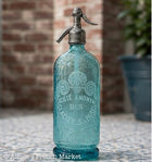 Beautiful French Vintage Blue Glass Siphon Bottle - Paris