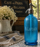 Beautiful French Vintage Blue Glass Siphon Bottle - B. Laplagne