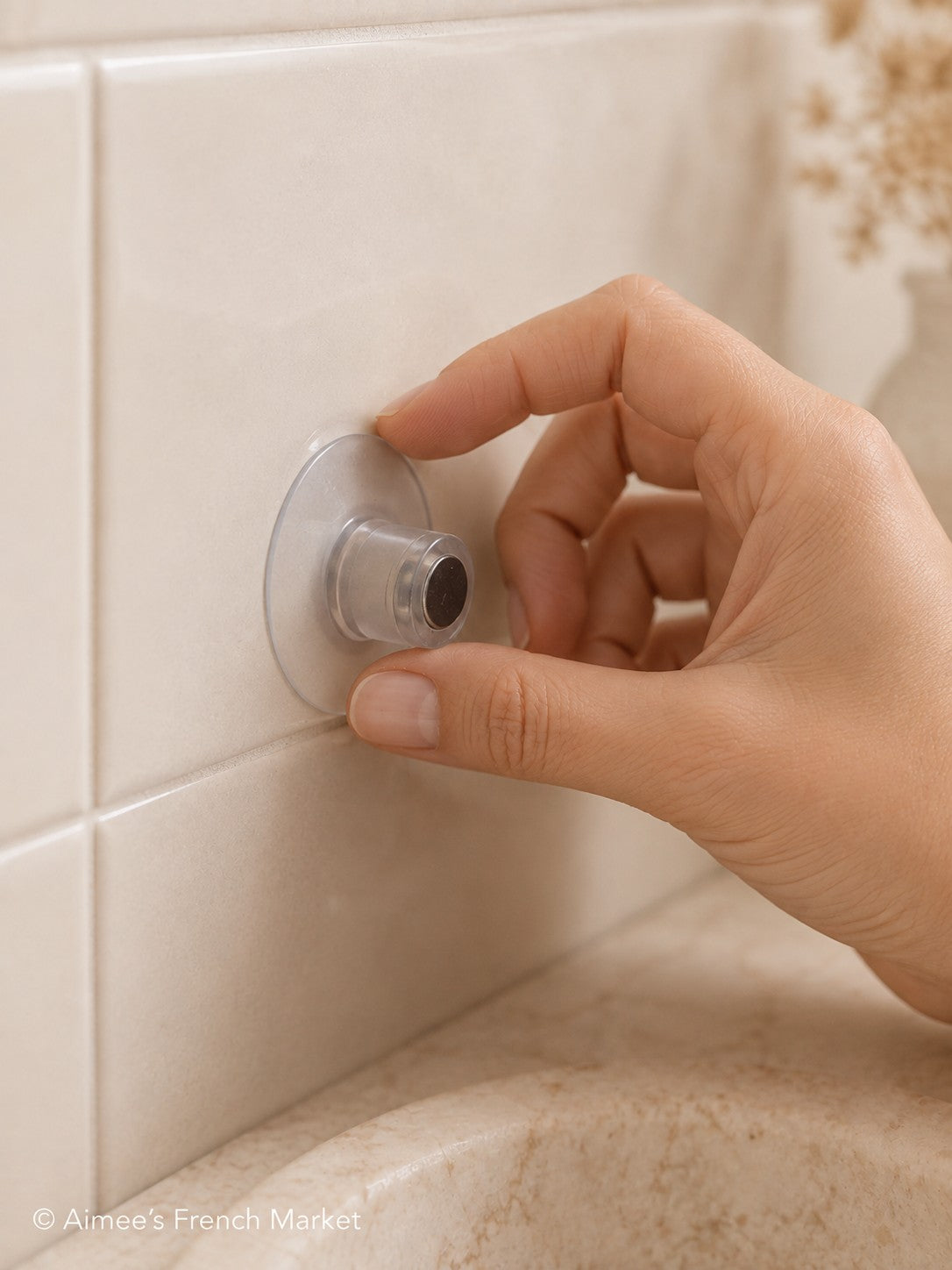 French Magnetic Soap Holder, Suction Cup Wall Mount-Great Stocking Stuffer