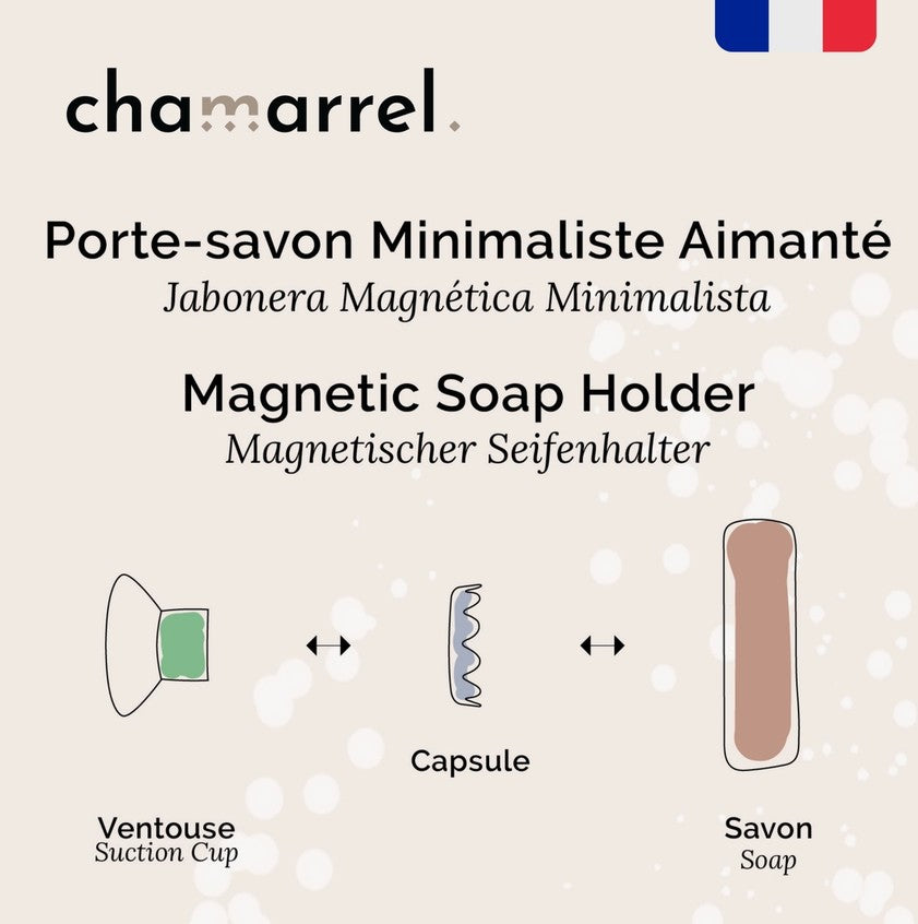 French Magnetic Soap Holder, Suction Cup Wall Mount-Great Stocking Stuffer