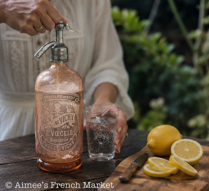 Rare Antique French Syphon — Brasserie de Vichy E. Vegele — Pink Glass Decorative  Description: