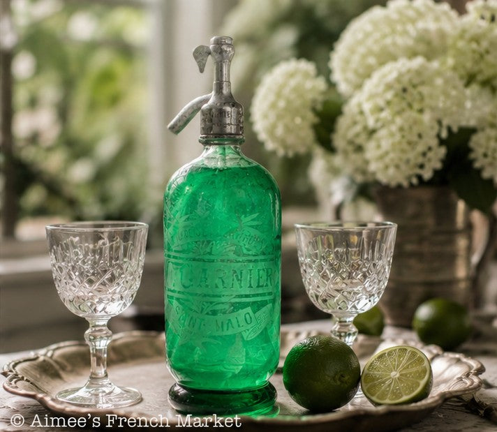 Antique French Syphon Bottle, Eau de Seltz Sirops — F. Garnier Saint Malo