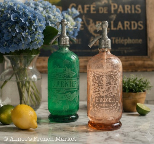 Antique French Syphon Bottle, Eau de Seltz Sirops — F. Garnier Saint Malo