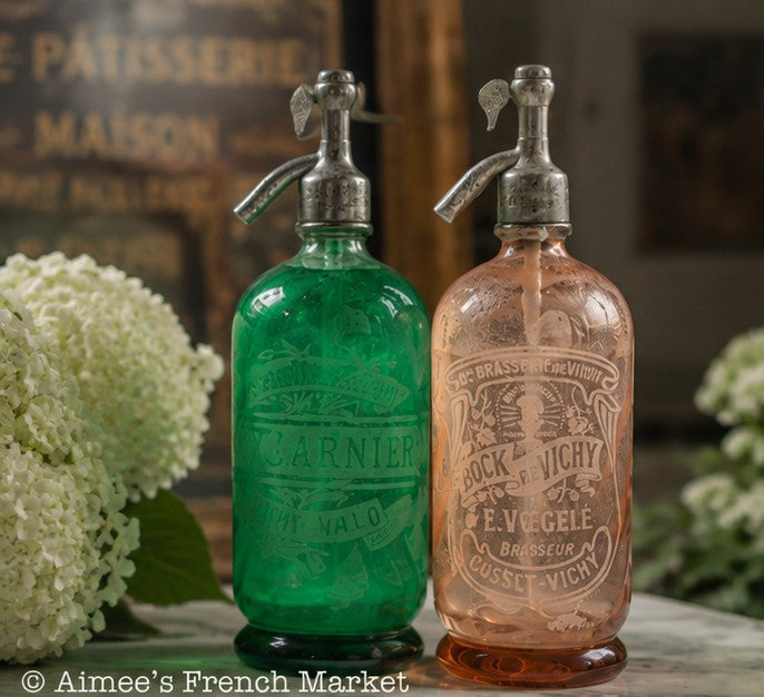Antique French Syphon Bottle, Eau de Seltz Sirops — F. Garnier Saint Malo