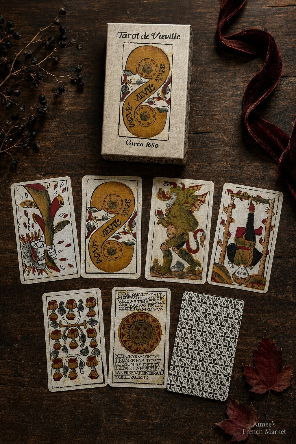 Reproduction French Tarot de Viéville Cards – C. 1650 Historic Parisian Tarot Deck