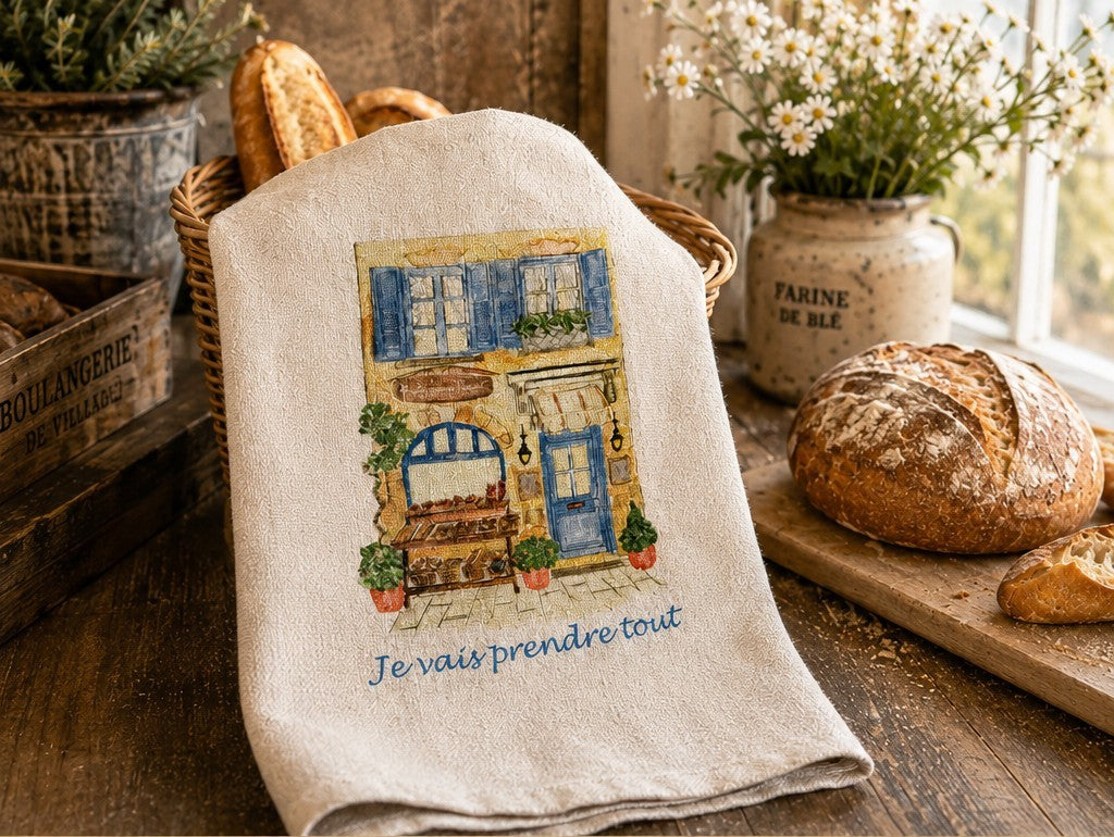 French-themed 100% Soft Linen Towels