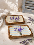 Set of 2 Mango Wood Lavender Catchall Trays – French Country Trinket Dishes