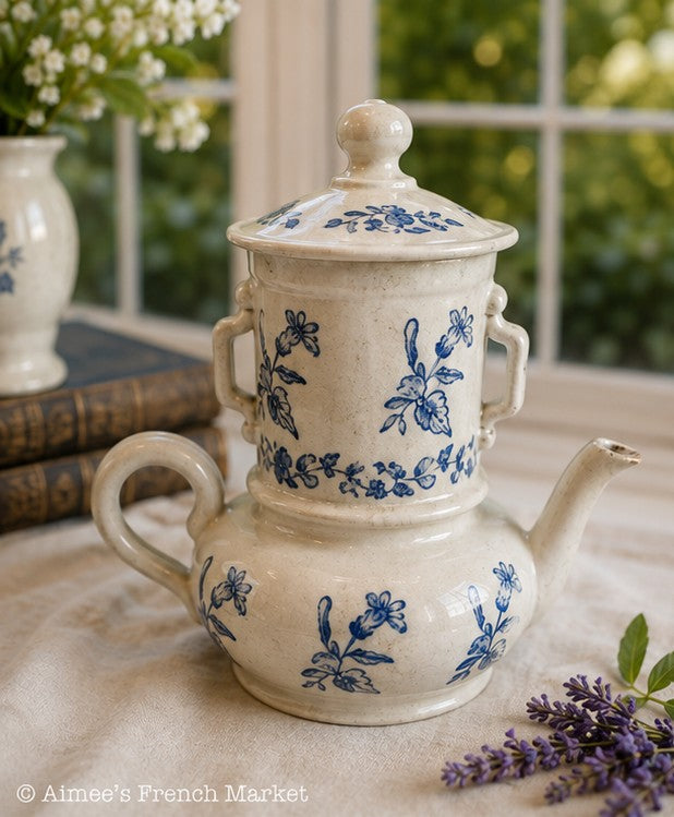 Antique French Saint-Uze Cafétière, Coffee Pot, c. 1880–1910
