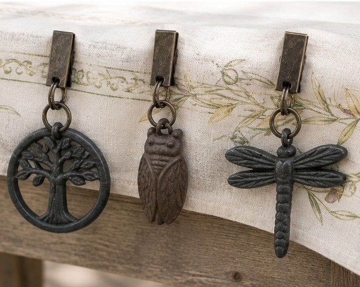 French Tablecloth Weights, Set of 4, Lavender, Cicadas, Tree or Dragonfly